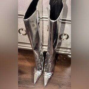 Silver Women's Knee-High Boots